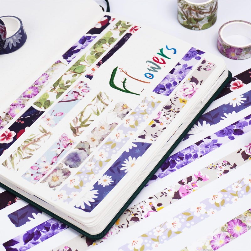 YUBBAEX 10 Rolls Spring Flowers Washi Tape Set Masking Decorative Tapes (Cold Tone) - Image 5